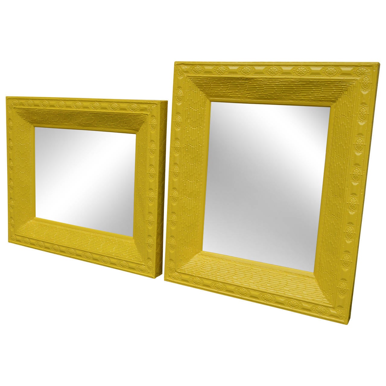 Large Metal Yellow Mirror at 1stDibs