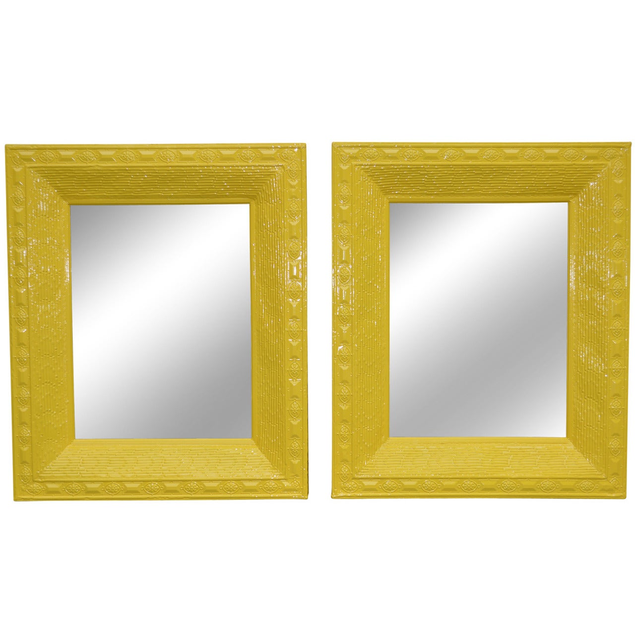 Large Metal Yellow Mirror