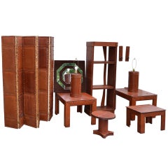 Vintage Collection of Hand Crafted Leather Furniture by Schlesinger Brothers