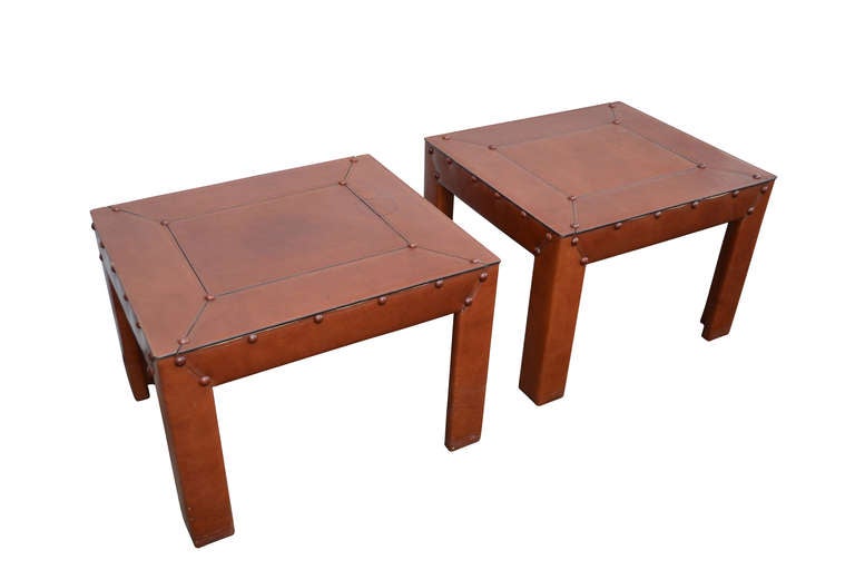 Vintage Collection of Hand Crafted Leather Furniture by Schlesinger Brothers In Excellent Condition In Haddonfield, NJ