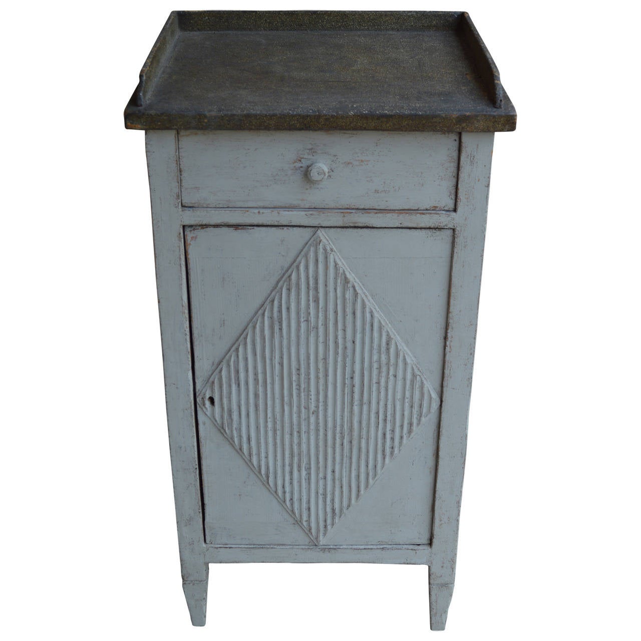 Swedish Gustavian Bedside Table with Marbleized Top