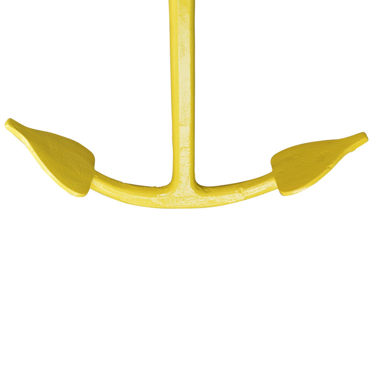 Large sunny yellow metal anchor to brighten any nautical space.