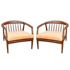Pair Milo Baughman Lounge Chairs with Thayer Coggin Labels