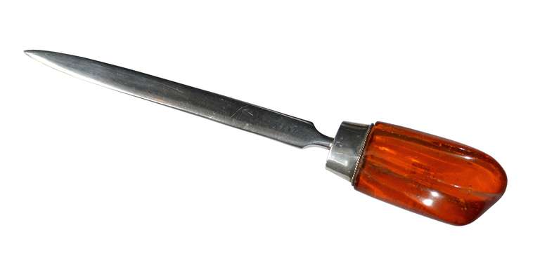 19th C. Amber and Silver Letter Opener 4