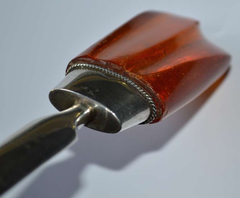 19th Century 19th C. Amber and Silver Letter Opener