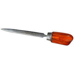 19th C. Amber and Silver Letter Opener