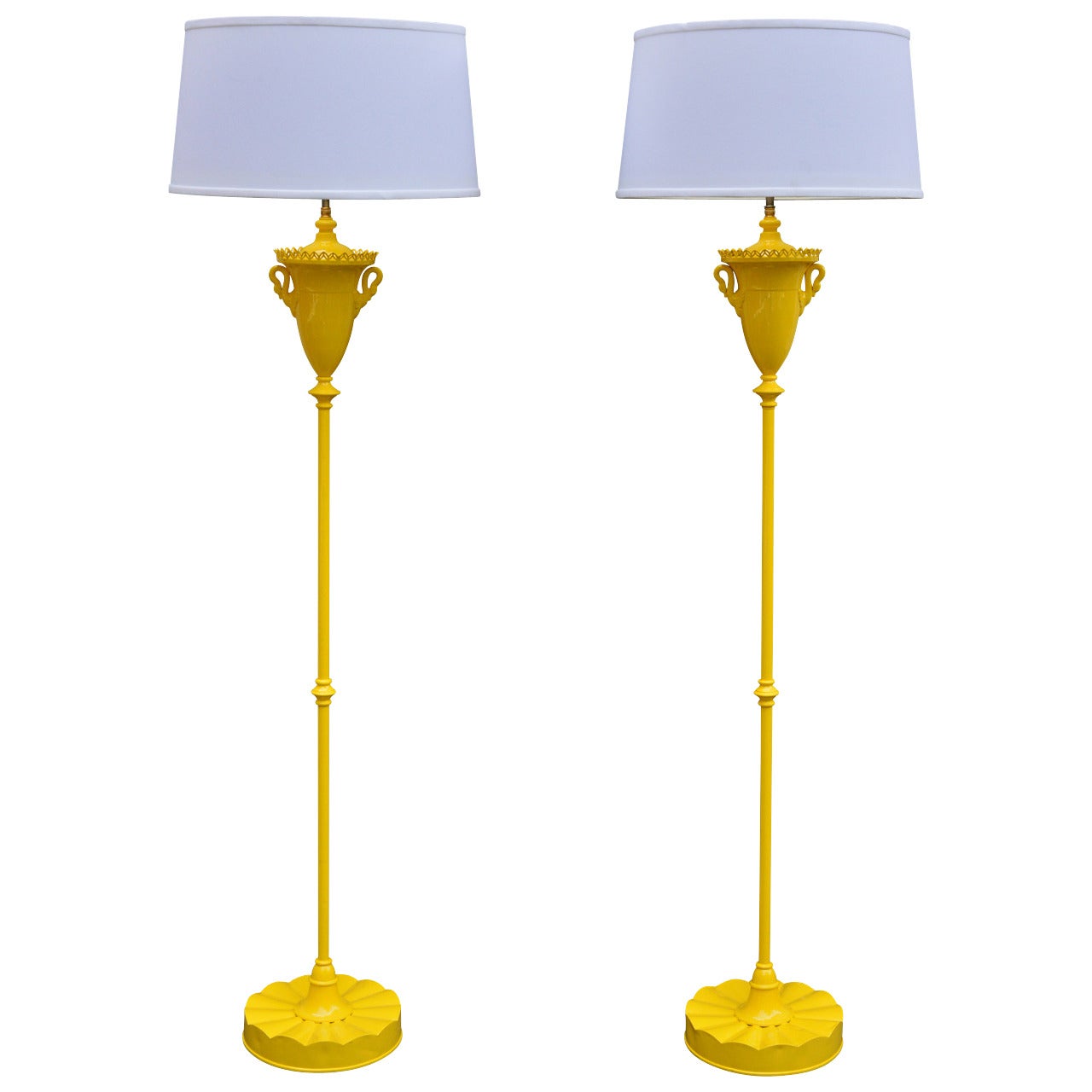 Pair of Swan Detail Floor Lamps