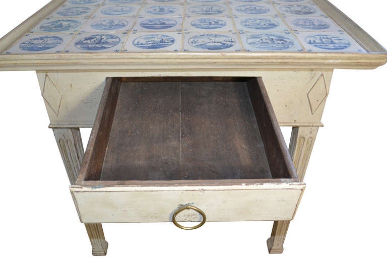 18th Century and Earlier Danish Louis XVI Tile-Top Table