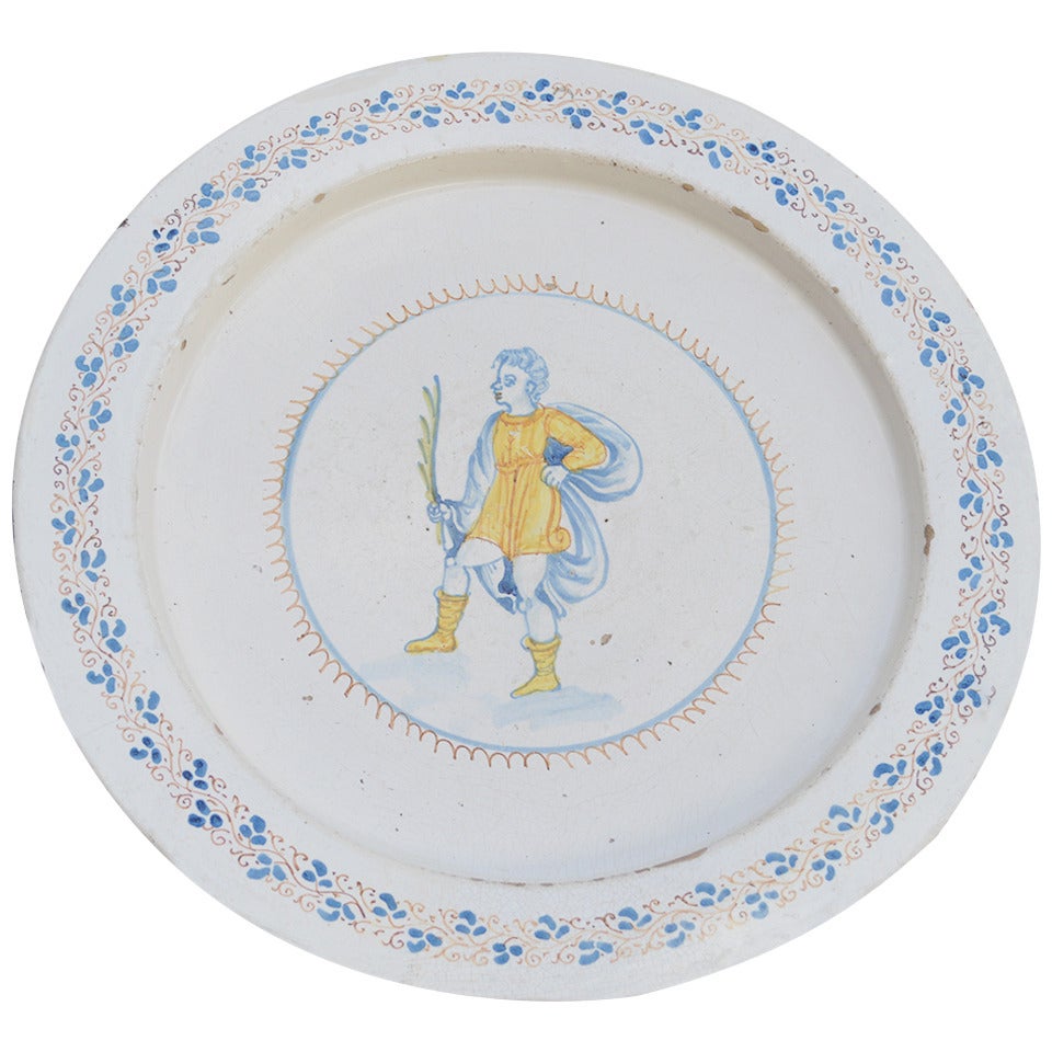 Grande assiette en faïence italienne du 18ème siècle.