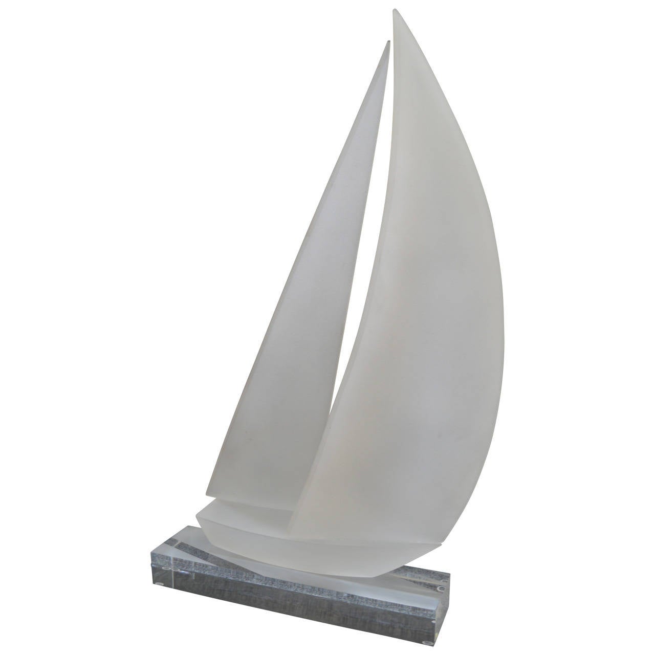 Frosted Large Lucite Sailboat Sculpture