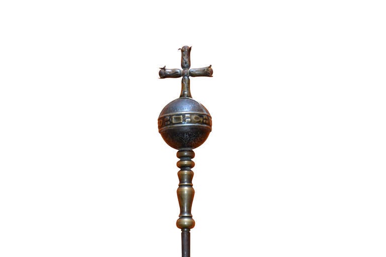 Tall 17th C. Fireplace Fork Bearing the coat of arms of the province of Uppland in Sweden. The capital of Sweden, Stockholm and the famous university city, Uppsala are both located in Uppland. Link to Wikipedia page regarding Uppland: