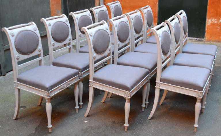 Swedish Set of 12 Gustavian Dining Chairs
