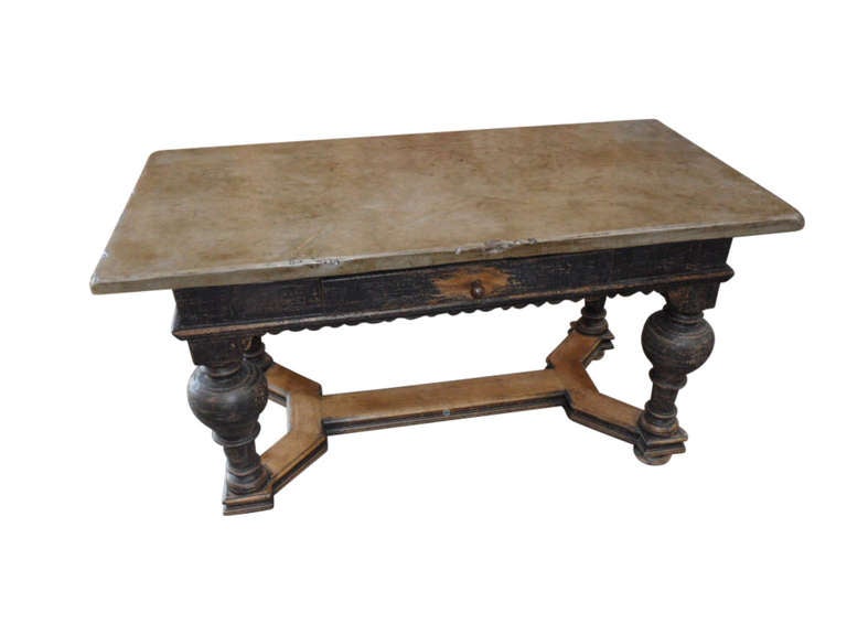 Painted Baroque Folk Art stone top table.
