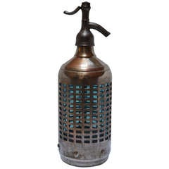 Vintage Chrome Metal Covered Seltzer Bottle, "CARAFE IMPORTEE", France