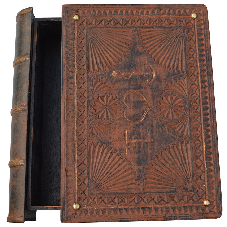 19th Century, Wooden Bible Box "Forget Me Not"