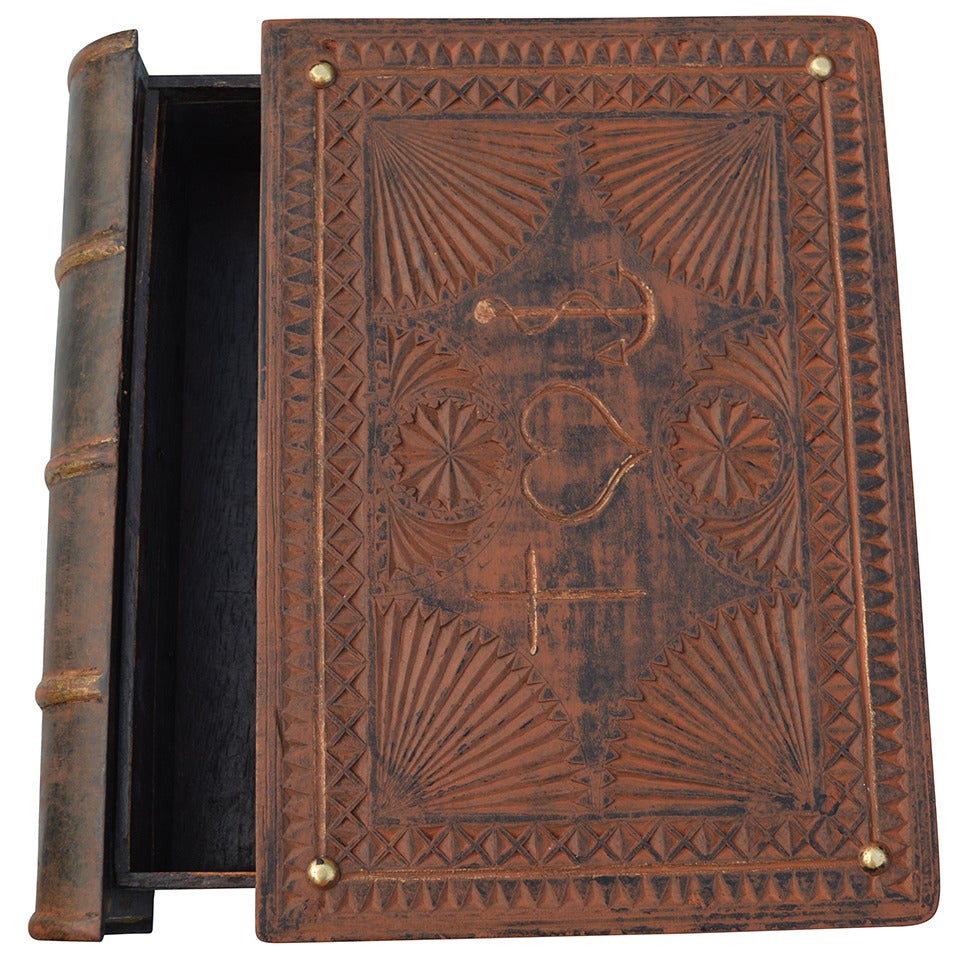 19th Century, Wooden Bible Box "Forget Me Not"