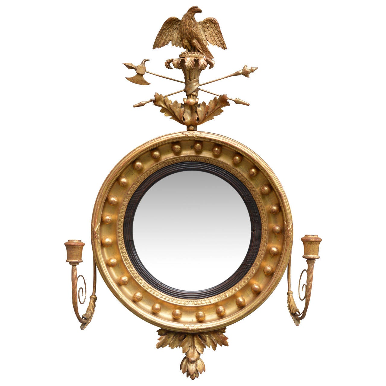 Early 19th C. Regency Period Carved Giltwood Mirror In Excellent Condition In Haddonfield, NJ