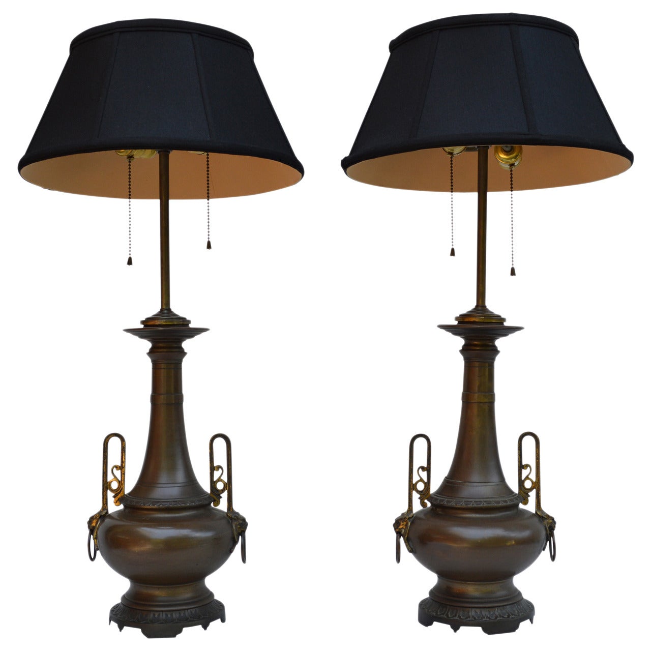 Pair Of Chinese Bronze Lamps