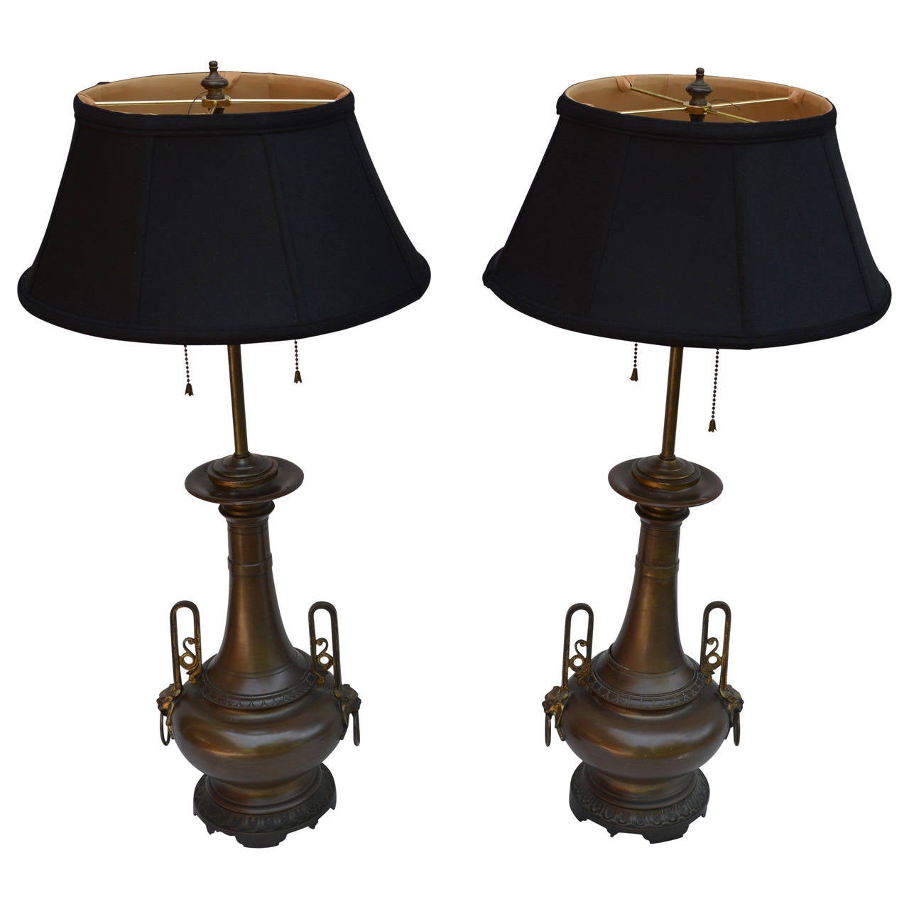 19th Century Pair Of Chinese Bronze Lamps