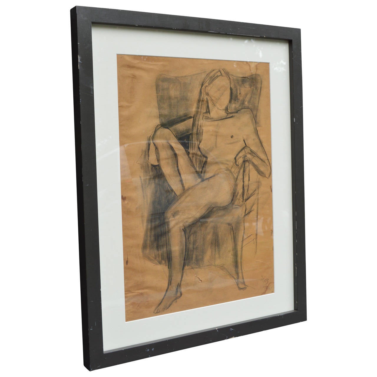 20th Century Female Nude Sketch Painting In Black Frame, Signed 1974

Beautiful nude sketch of the female form signed and dated by the artist, 11-12-74. New mat in a vintage frame.