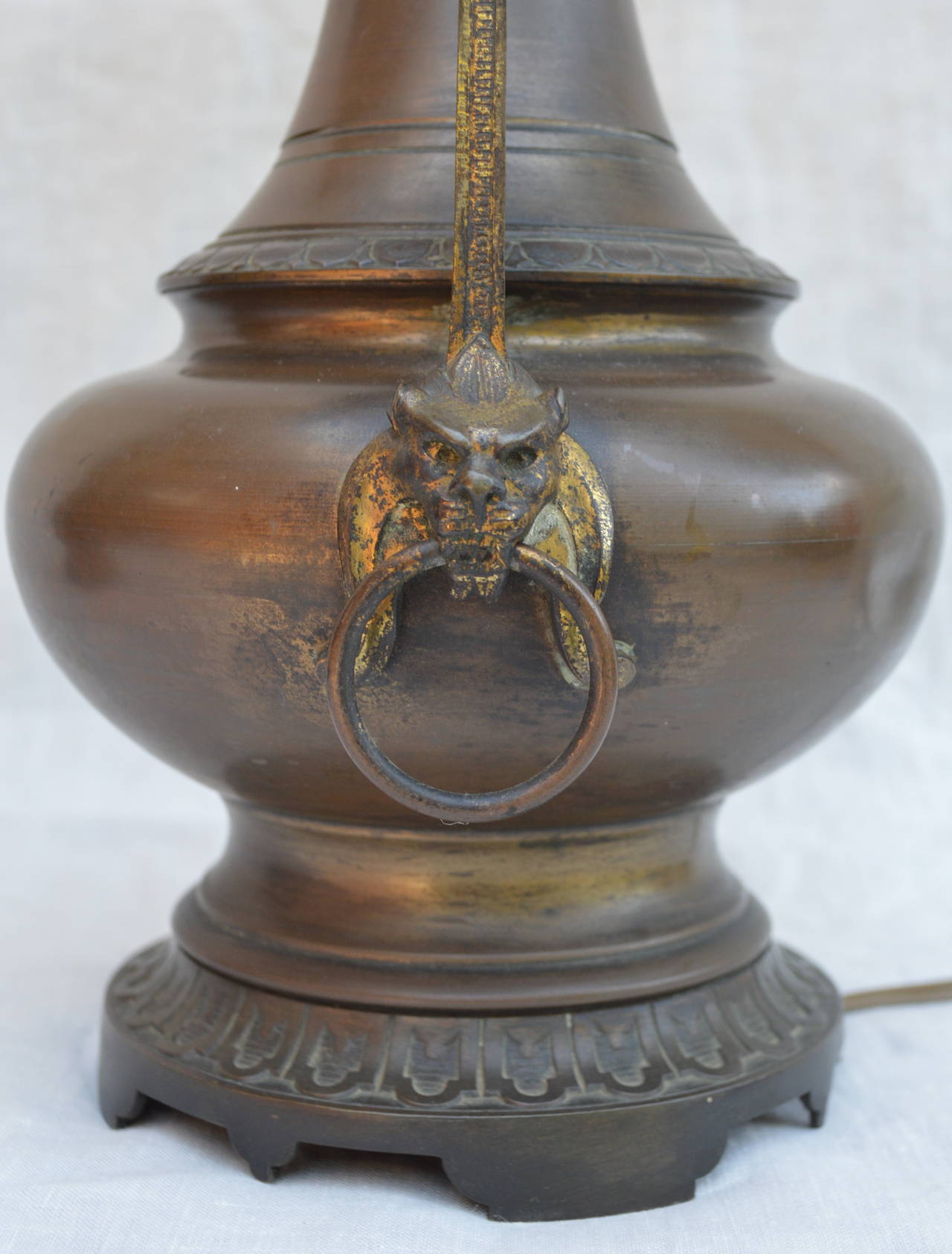 Pair Of Chinese Bronze Lamps 4