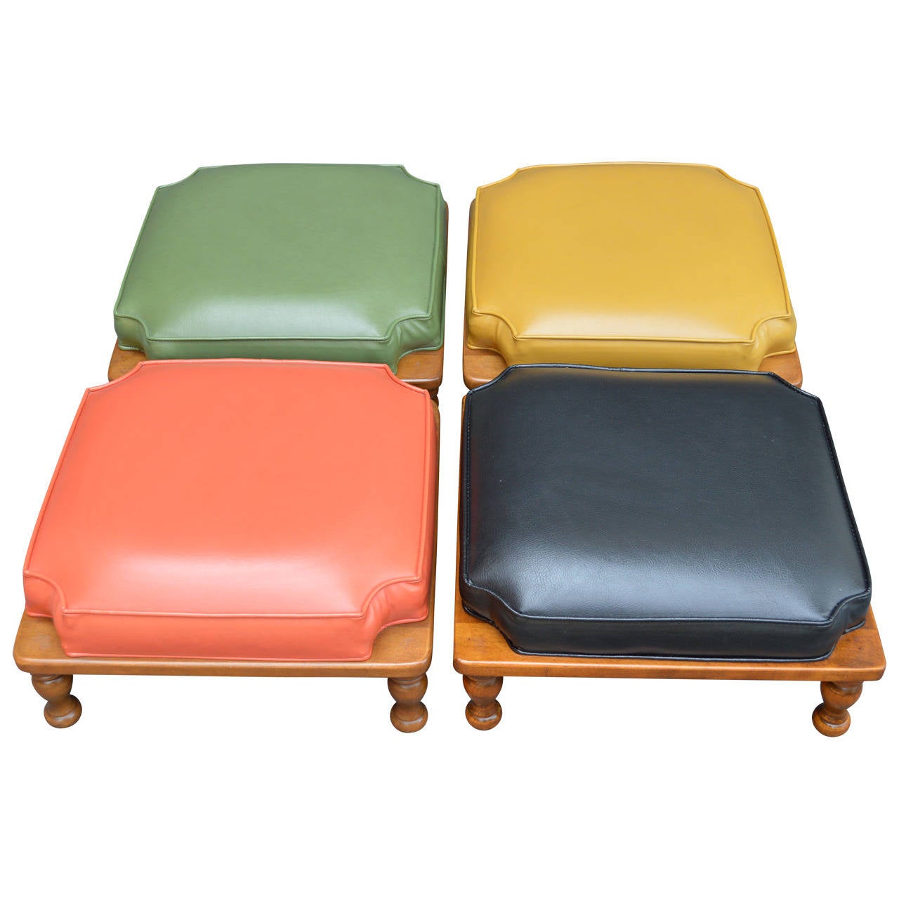 American Set of Midcentury Stacking Ottomans