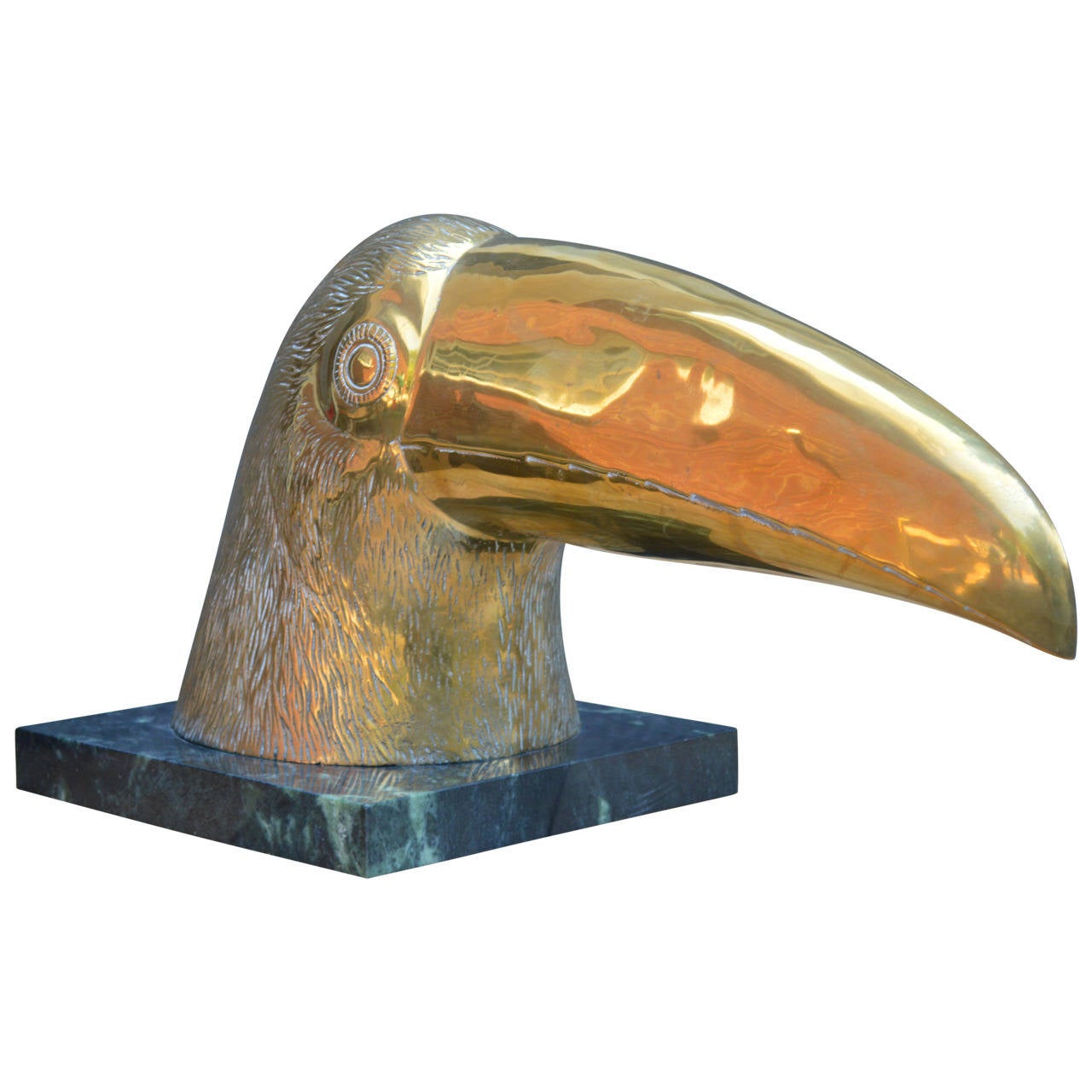Brass Toucan on Marble Base 2