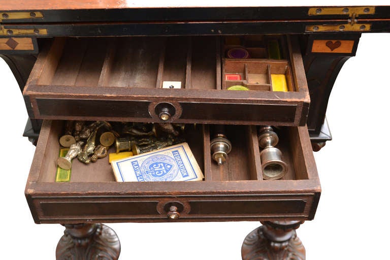 Anglais Table de jeu pliante anglaise carrée du 19ème siècle