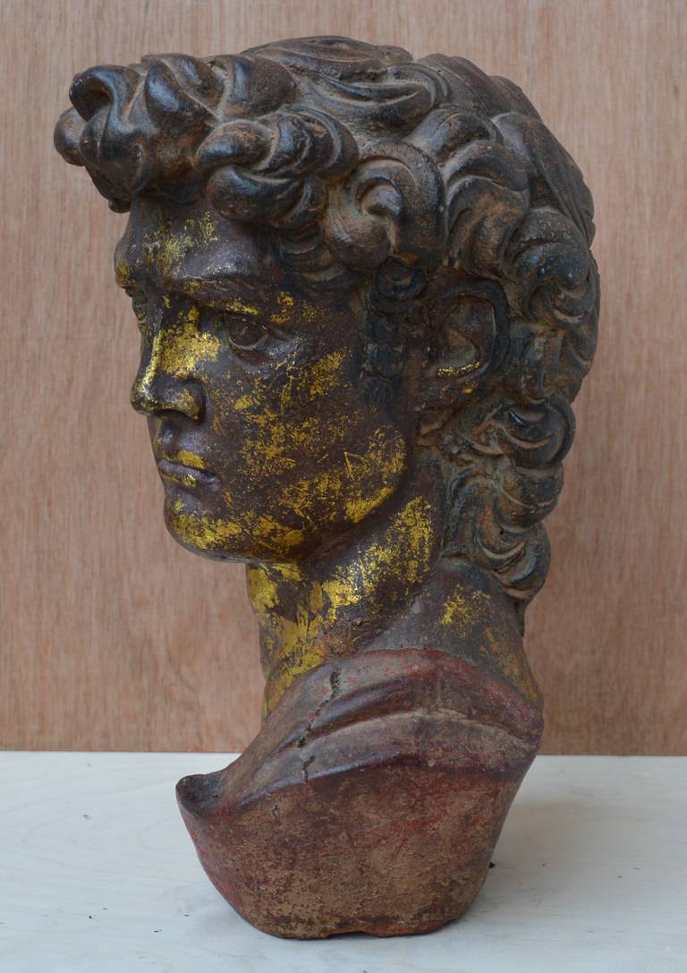 Charming 19th C gilded bust of a gentleman
