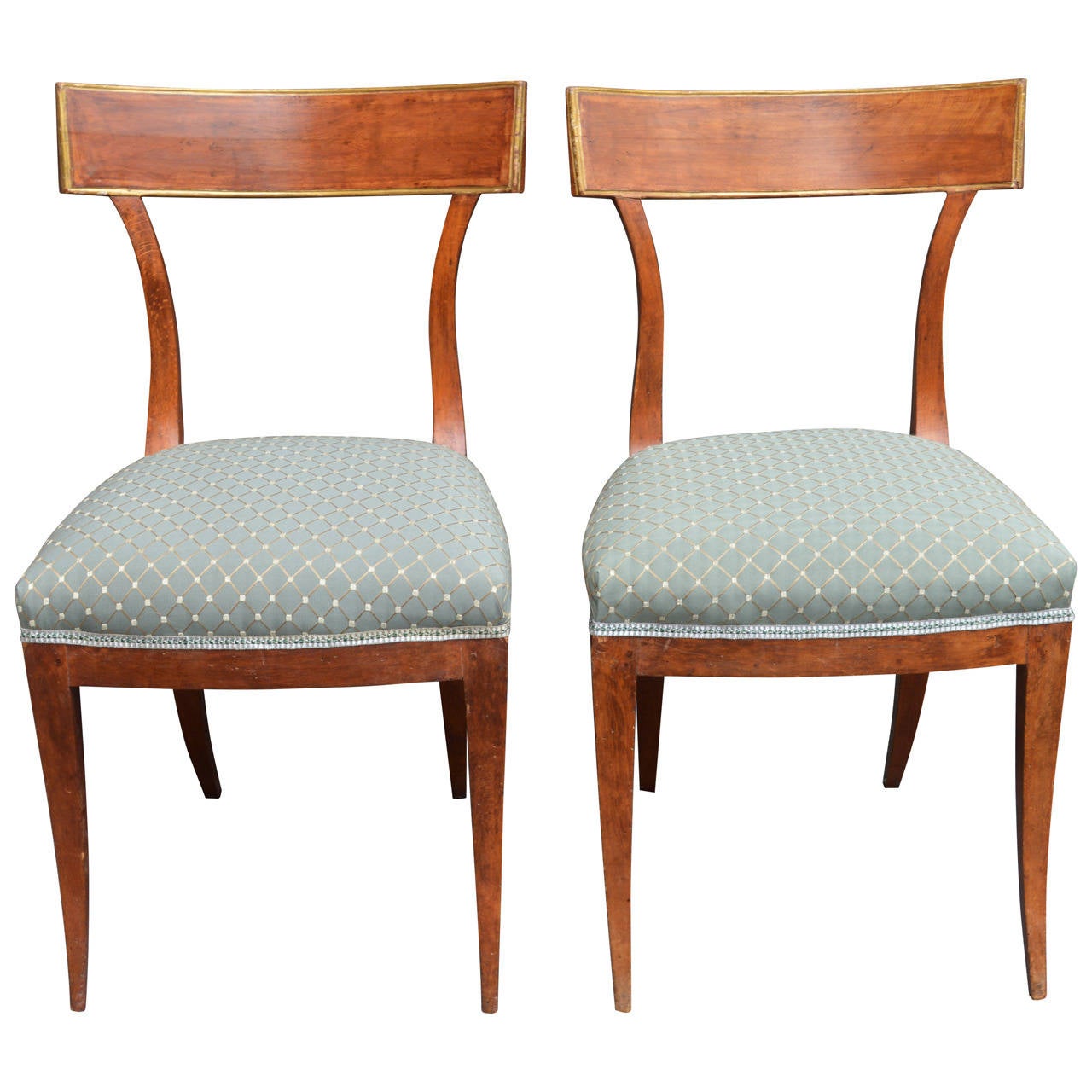 Set of Italian Directoire Curved Back Walnut Chairs 1
