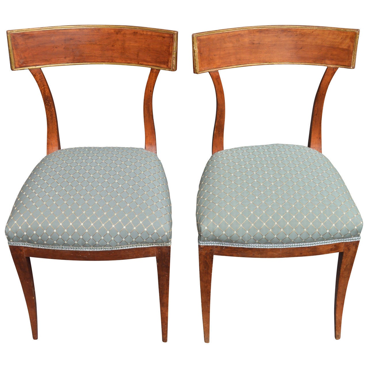 Upholstery Set of Italian Directoire Curved Back Walnut Chairs