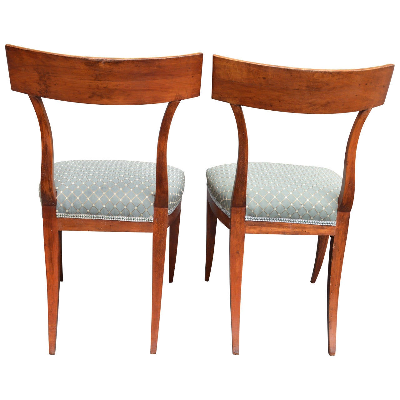 19th Century Set of Italian Directoire Curved Back Walnut Chairs