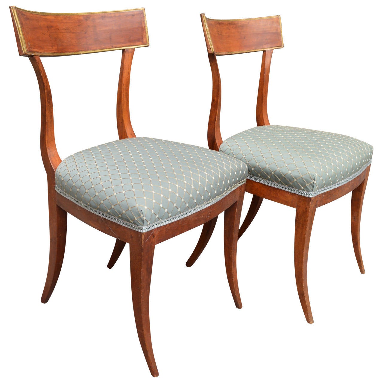Set of Italian Directoire Curved Back Walnut Chairs In Good Condition In Haddonfield, NJ