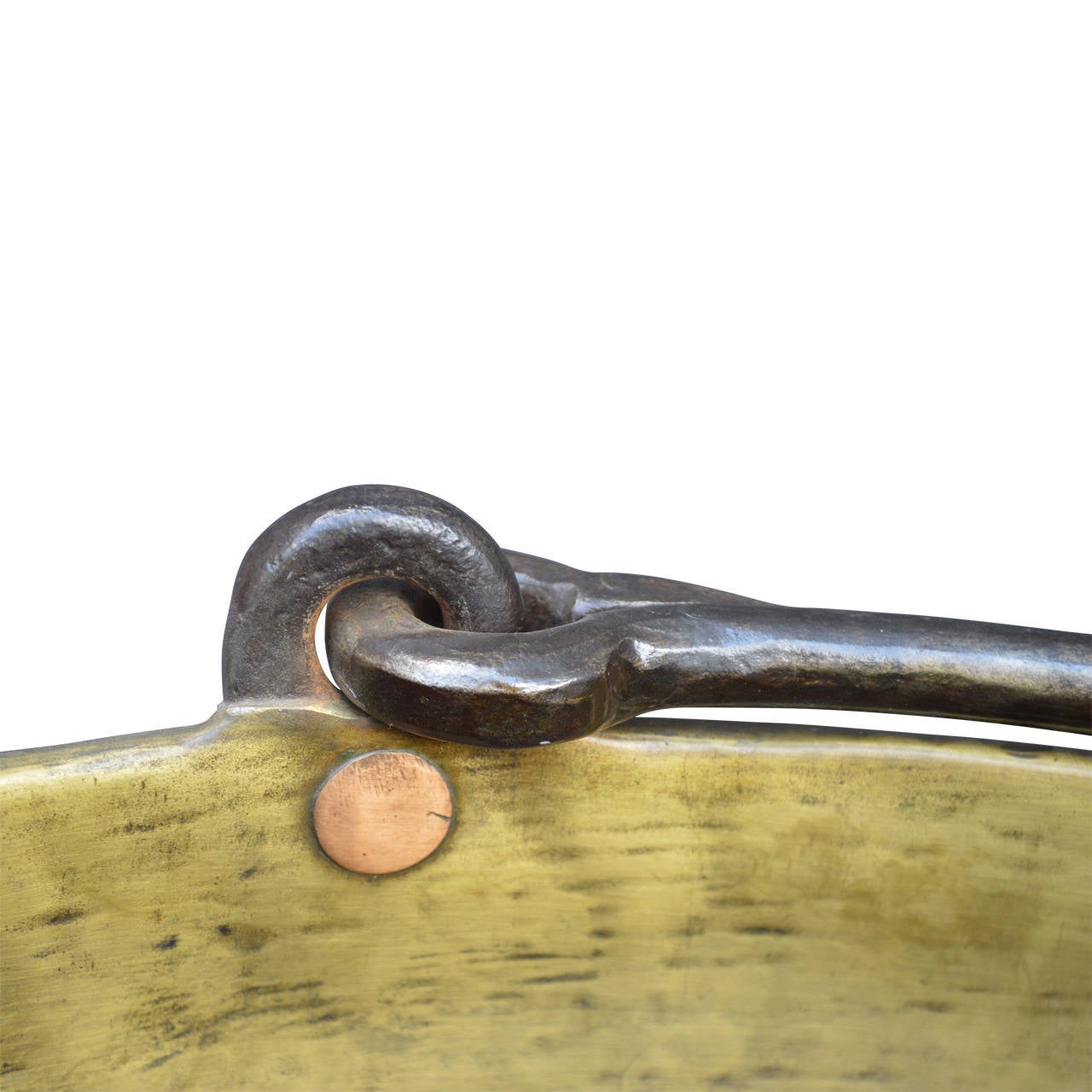 Folk Art Large Early 19th Century Brass Cauldron