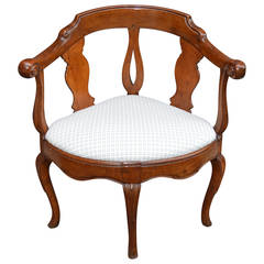 18th Century Danish Rococo Corner Chair 10