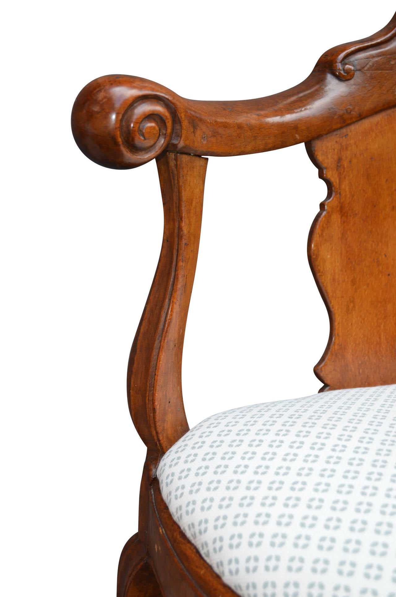 Oak Danish 18th Century Rococo Corner Armchair Chair