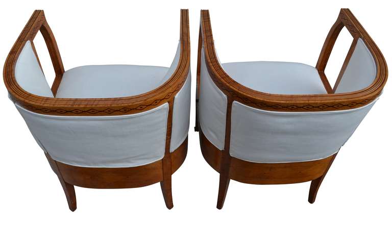 Pair of Excellent 20th Century Swedish Birchwood Chairs In Excellent Condition In Haddonfield, NJ