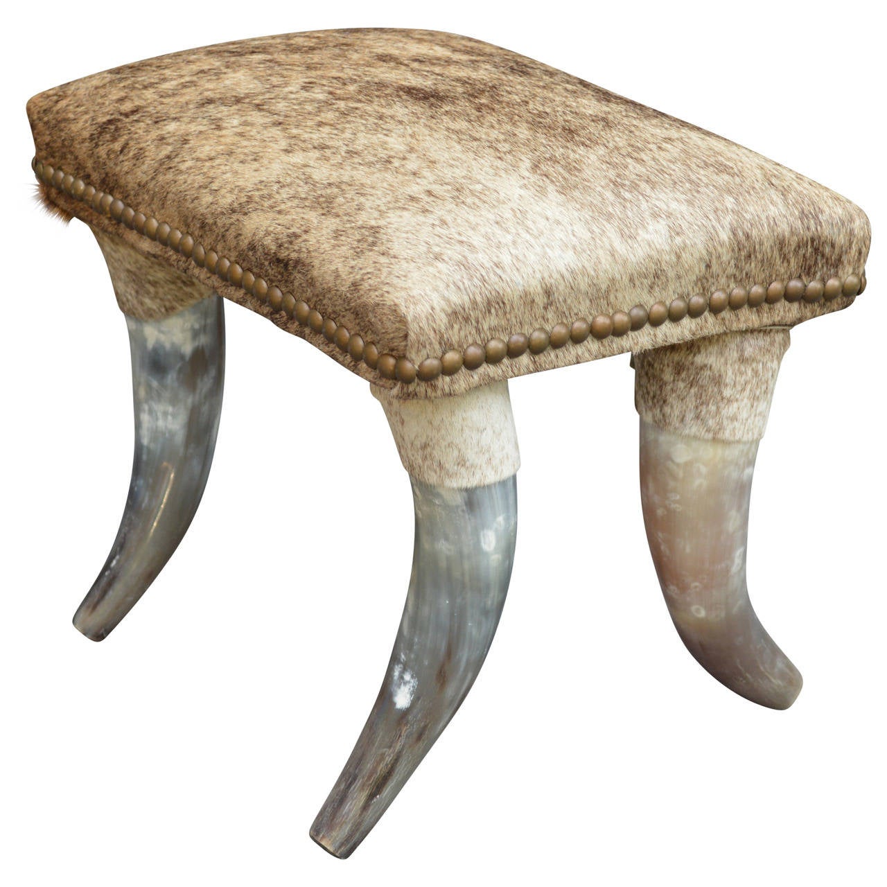 longhorn cow footstool
