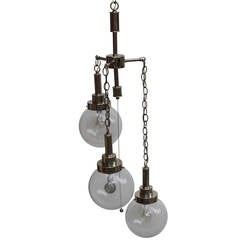 Chrome and Glass Cascading Pendant Lamp