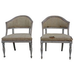 Pair of Period Gustavian Barrel Back Chairs, Stockholm 1820's