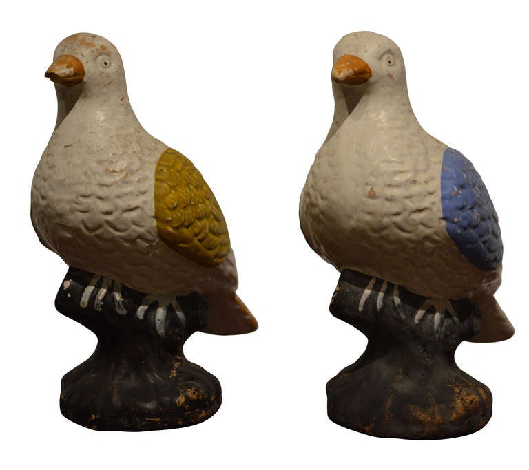 Folk Art Pair of 19th c Pottery Piggy-bank