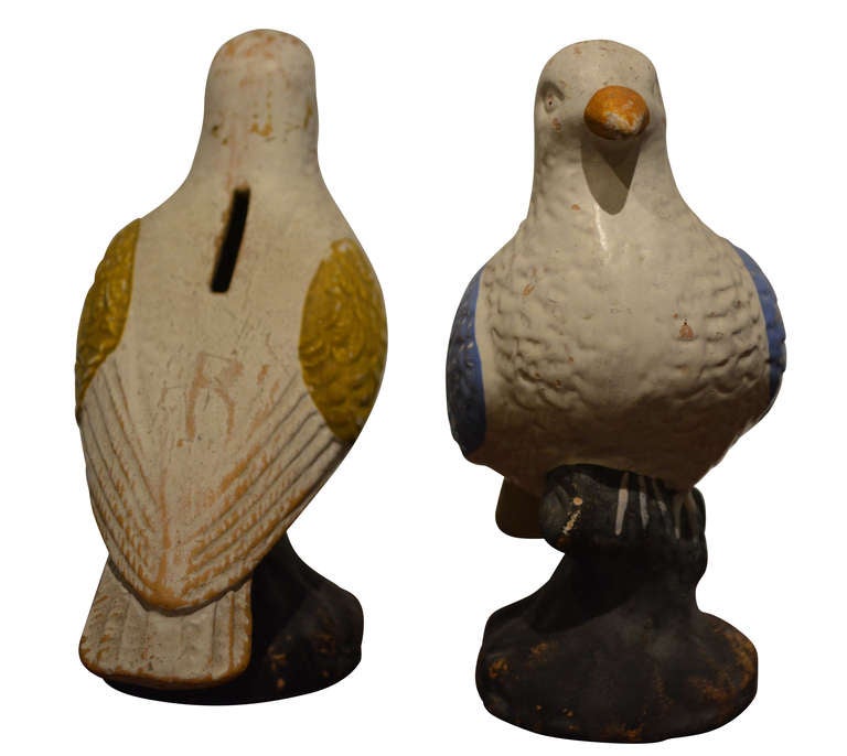 Pair of 19th c Pottery Piggy-bank In Excellent Condition In Haddonfield, NJ