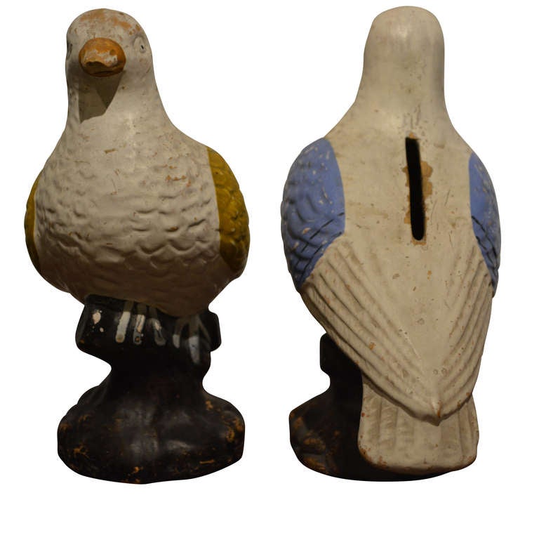 19th Century Pair of 19th c Pottery Piggy-bank