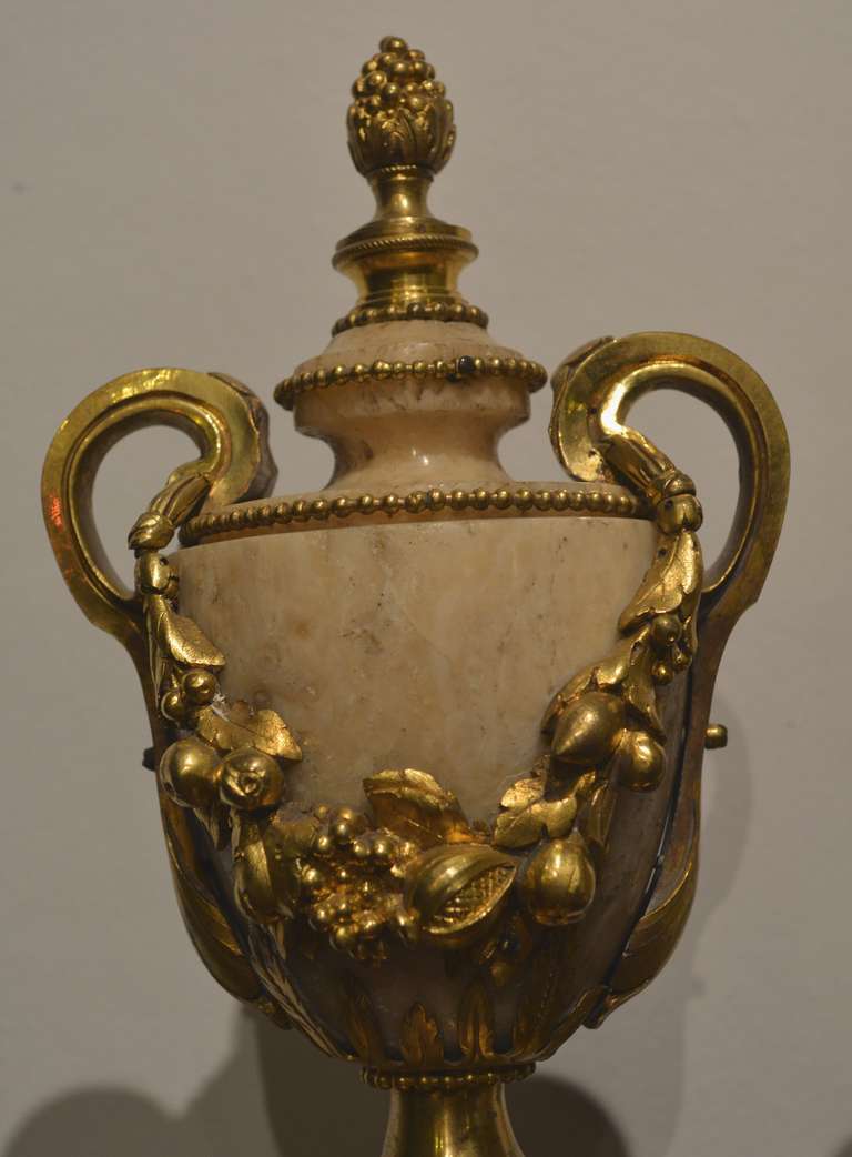 Paire de vases en bronze doré et marbre du XVIIIe siècle Bon état à Haddonfield, NJ