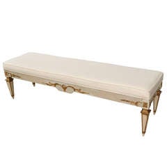 19th Century Gilded and Upholstered Italian Neoclassic Bench 6