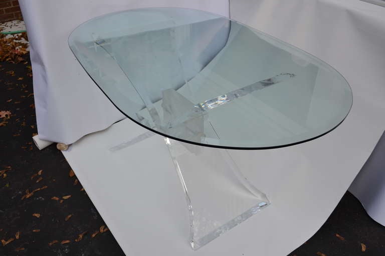 Lucite Dining Table with Oval Glass-Top 1