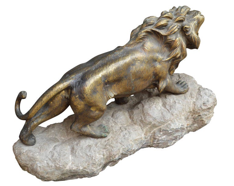 Large Roaring Bronze Lion Sculpture 1