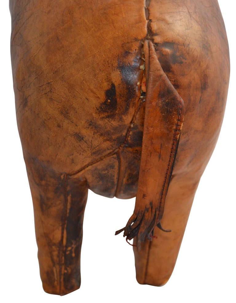 Mid-20th Century Vintage Leather Elephant by Abercrombie & Fitch