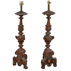 Pair of 18th Century Candlesticks Converted to Lamps