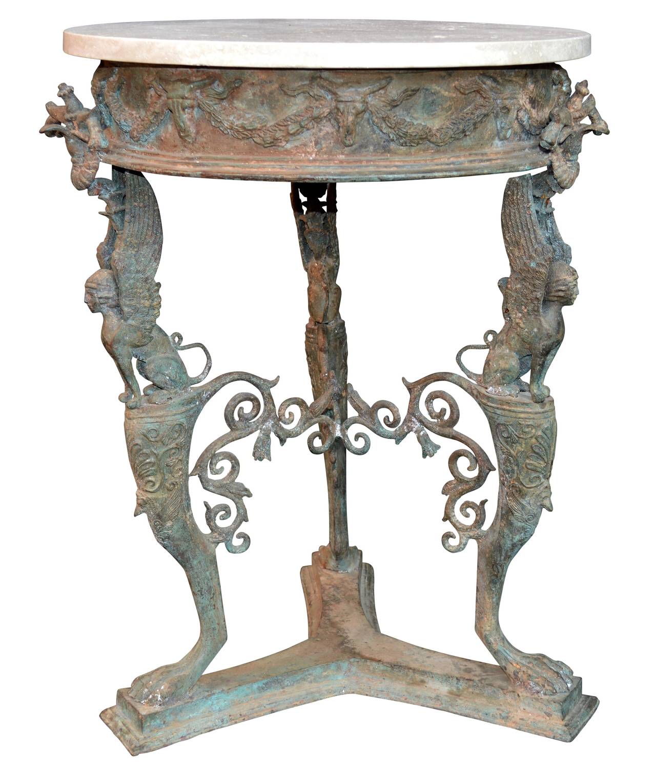 Excellent and stunning late 19th century bronze reproduction of the fantastic guéridon bronze table or jardinière, excavated form the Roman Temple of Isis, Pompeii during the 18th century.